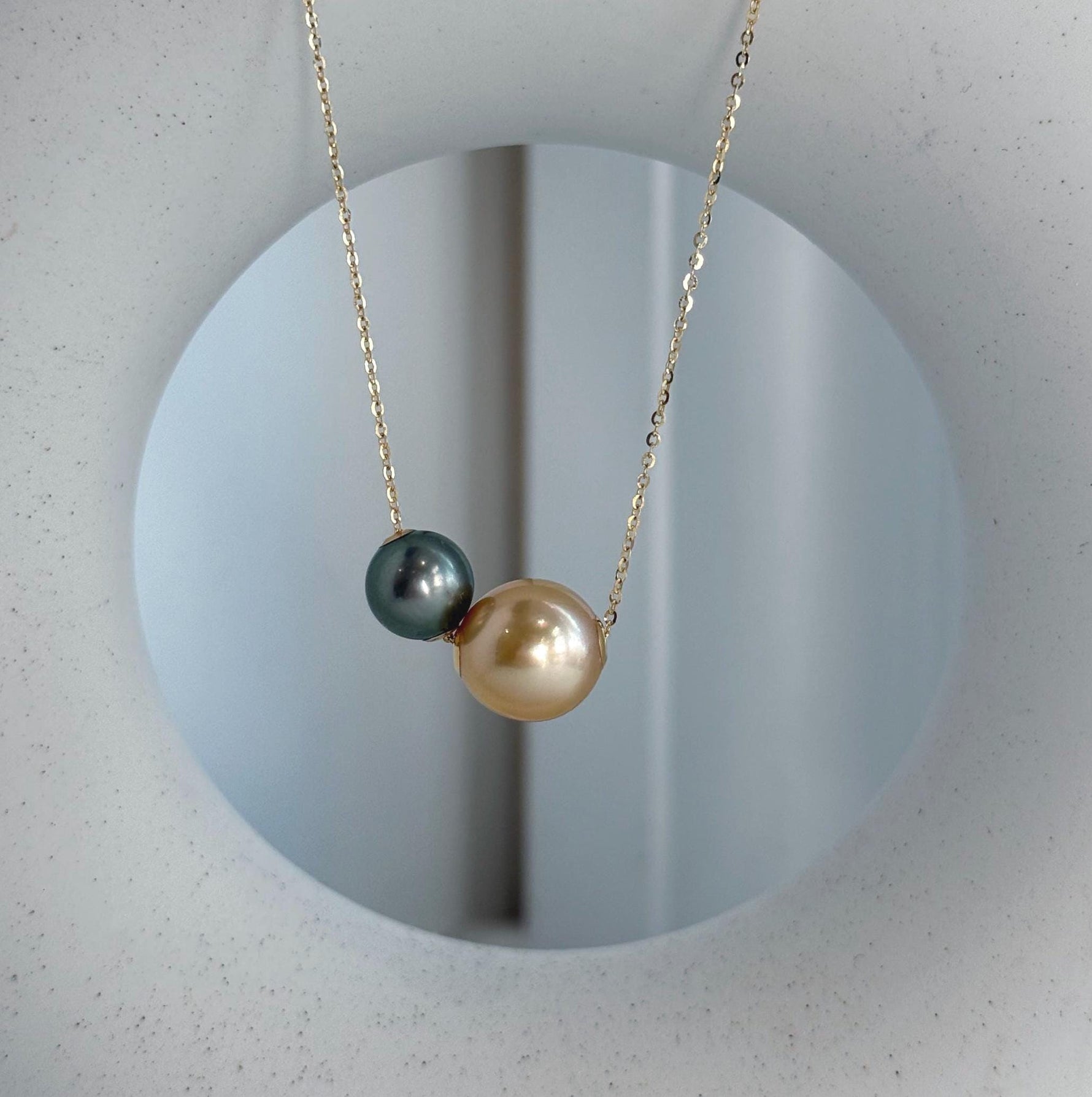 black gold south sea ocean pearls 18k gold floating pendant