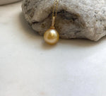 Elly’s 12.6mm Genius South sea deep gold ocean pearl Pendant: Extreme luster, 2.3cm high, s925 silver pendant.