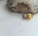 Elly’s Double Au750 18k Gold Tahitian South sea deep gold ocean Pearls Floating pendants:Extreme luster, 8.4-10.8mm.