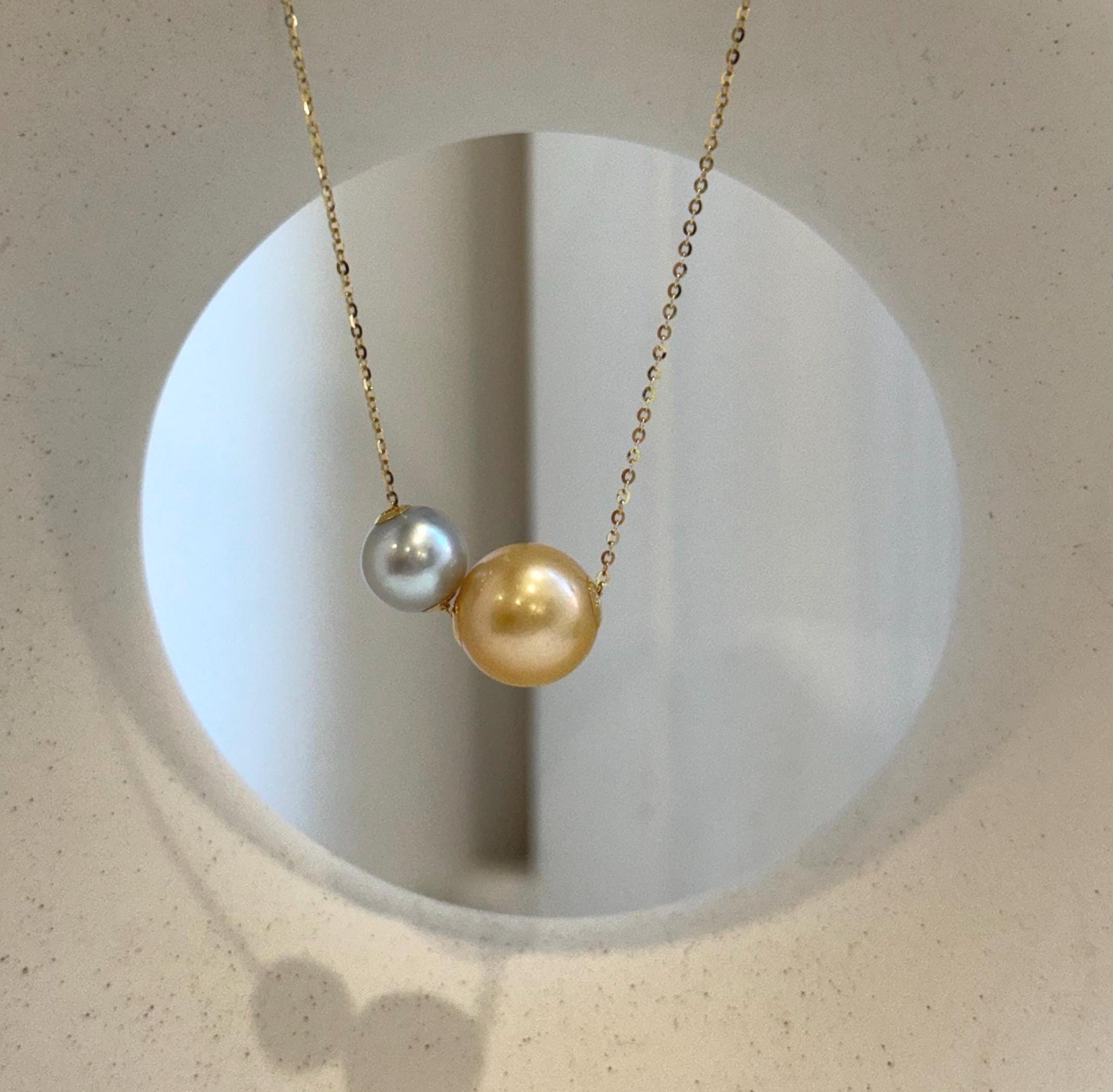 Gold silver ocean pearls 18k gold floating pendants