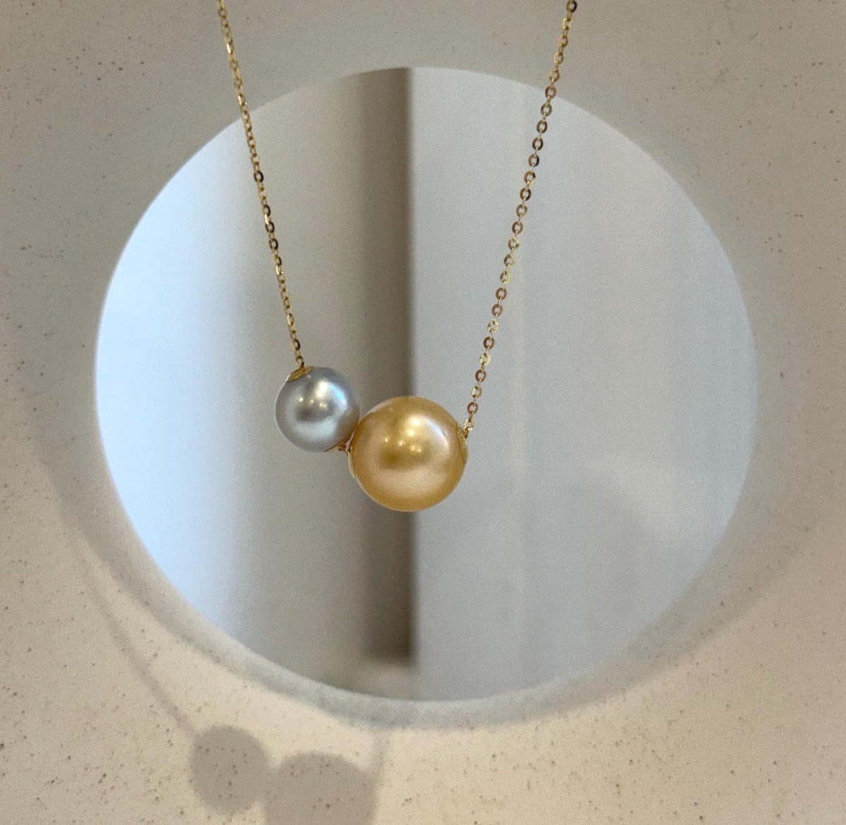 Gold silver ocean pearls 18k gold floating pendants