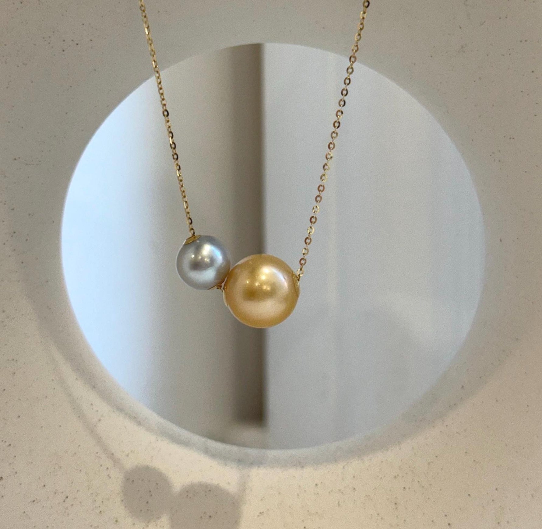 Gold silver ocean pearls 18k gold floating pendants