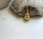 Elly’s 12.8mm Genius South sea deep tea gold ocean pearl Pendant: Extreme luster, 2.3cm high, s925 silver pendant.
