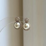Elly’s 0.2ct Moissanite Akoya ocean pearls earrings: Extreme luster Mirrored, 7.3mm, 1x1.5cm, S925 silver cool earrings.
