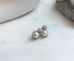 Elly’s 0.2ct Moissanite Akoya ocean pearls earrings: Extreme luster Mirrored, 7.3mm, 1x1.5cm, S925 silver cool earrings.
