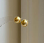 Elly’s 9.6mm Genius natural South sea deep gold ocean Pearls Earrings studs: Extreme luster, S925 silver minimalist earrings studs.