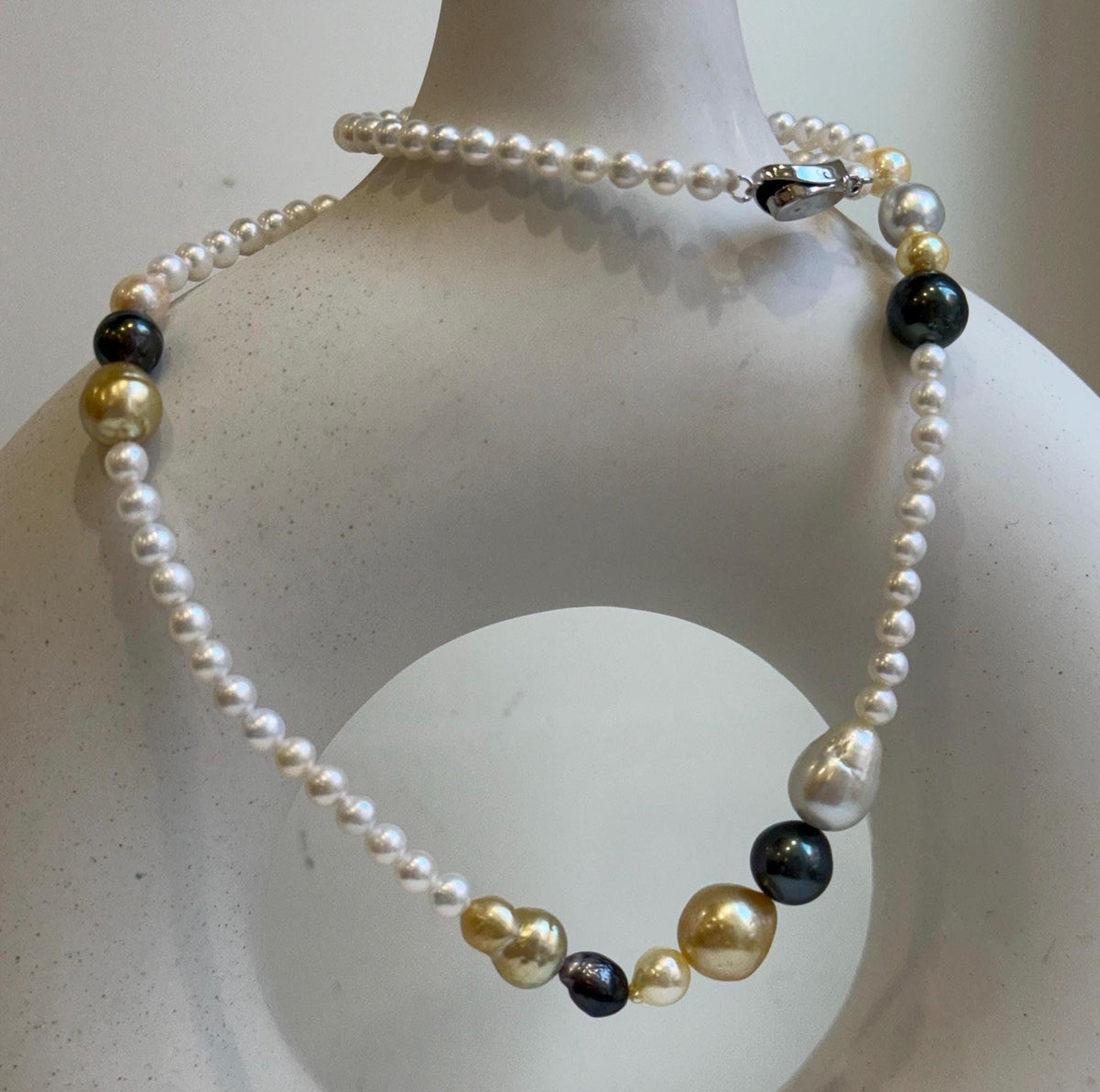Elly’s Multicolor ocean white Freshwater pearls necklace:Extreme luster mirrored, 20.5”, S925 silver necklace strand. daily office pearls necklace strand for her holiday