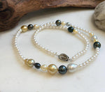 Elly’s Multicolor ocean white Freshwater pearls necklace:Extreme luster mirrored, 20.5”, S925 silver necklace strand. daily office pearls necklace strand for her