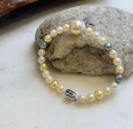 Elly’s Multicolor Ocean Pearls Bracelet: Extreme luster, South sea golden Akoya ocean Pearls, 5.6-11.1mm, S925 silver bracelet.