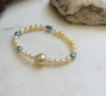 Elly’s Multicolor Ocean Pearls Bracelet: Extreme luster, South sea golden Akoya ocean Pearls, 5.6-11.1mm, S925 silver bracelet.