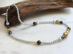 Elly’s Multicolor ocean white Freshwater pearls necklace:Extreme luster mirrored, 19.3”, S925 silver necklace strand.