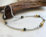 Elly’s Multicolor ocean white Freshwater pearls necklace:Extreme luster mirrored, 19.3”, S925 silver necklace strand.