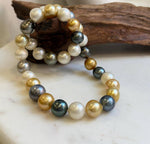 11.6-14.1m 33pcs South sea Golden Australian Tahitian Ocean pearls necklace: Extreme luster, Hand knotted 18.3”, S925 silver necklace strand, high quality multicolor ocean pearls Necklace strand for her anniversary