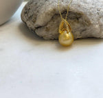 Elly’s 12.1mm Genius South sea deep golden ocean pearl Pendant: Extreme luster, 2.2cm high, s925 silver pendant. high quality golden pearl pendant for her birthday