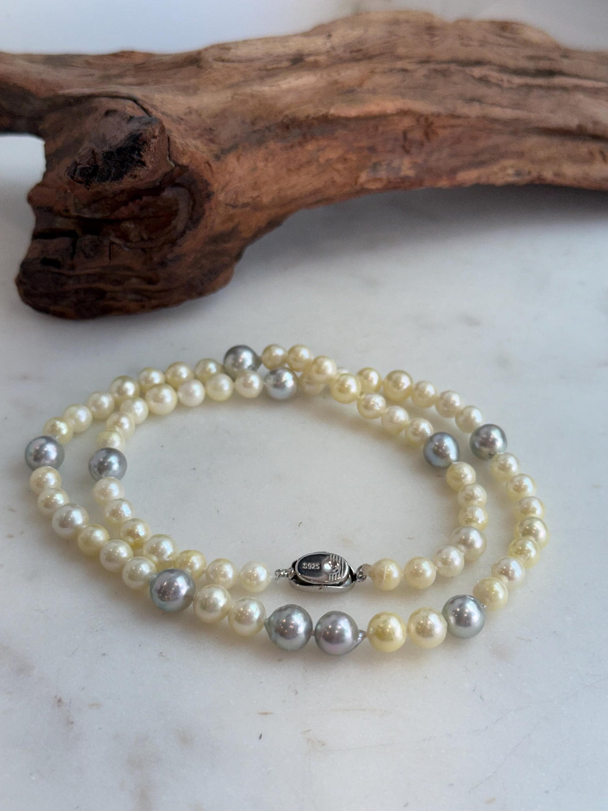 Akoya ocean golden silver pearls necklace strand