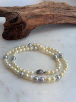 Akoya ocean golden silver pearls necklace strand