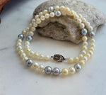 Akoya ocean golden silver pearls necklace strand