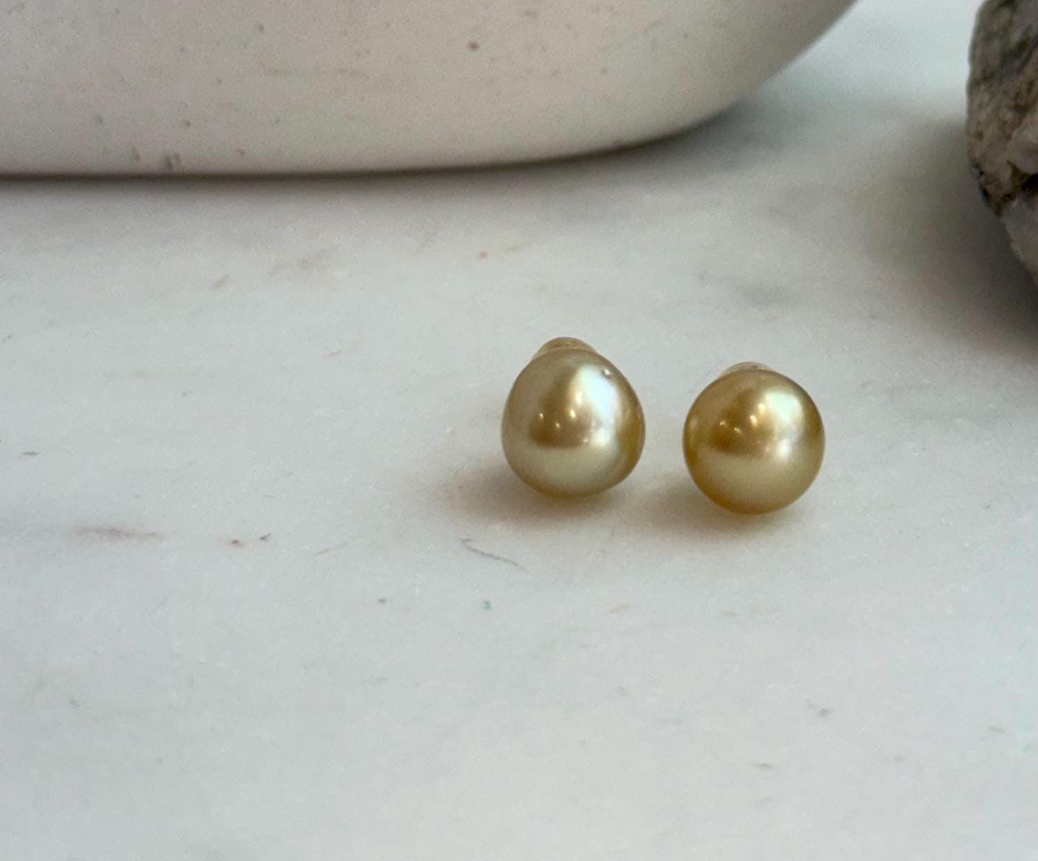 deep tea gold south sea golden ocean pearls earrings studs for her holiday