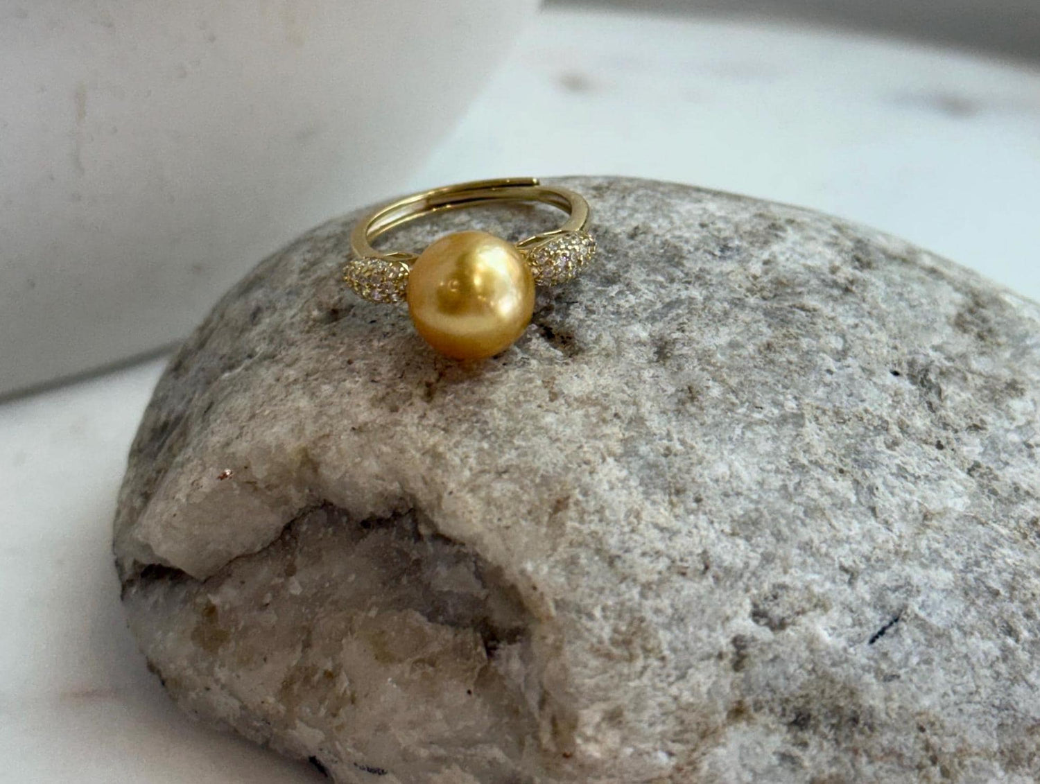South sea deep golden ocean pearl Sterling silver daily office ring