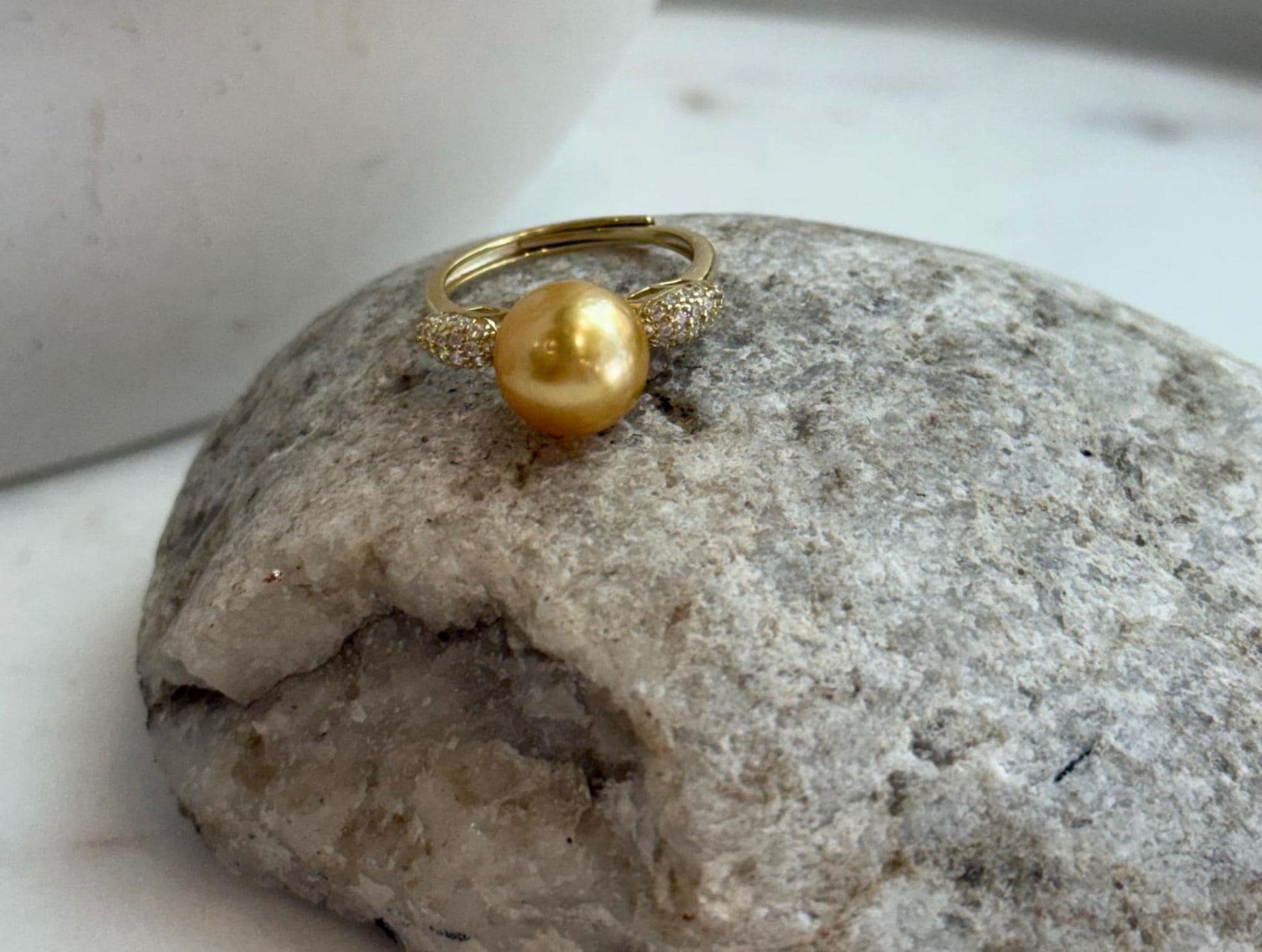 South sea deep golden ocean pearl Sterling silver daily office ring
