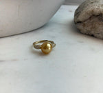 South sea deep golden ocean pearl Sterling silver daily office ring for her