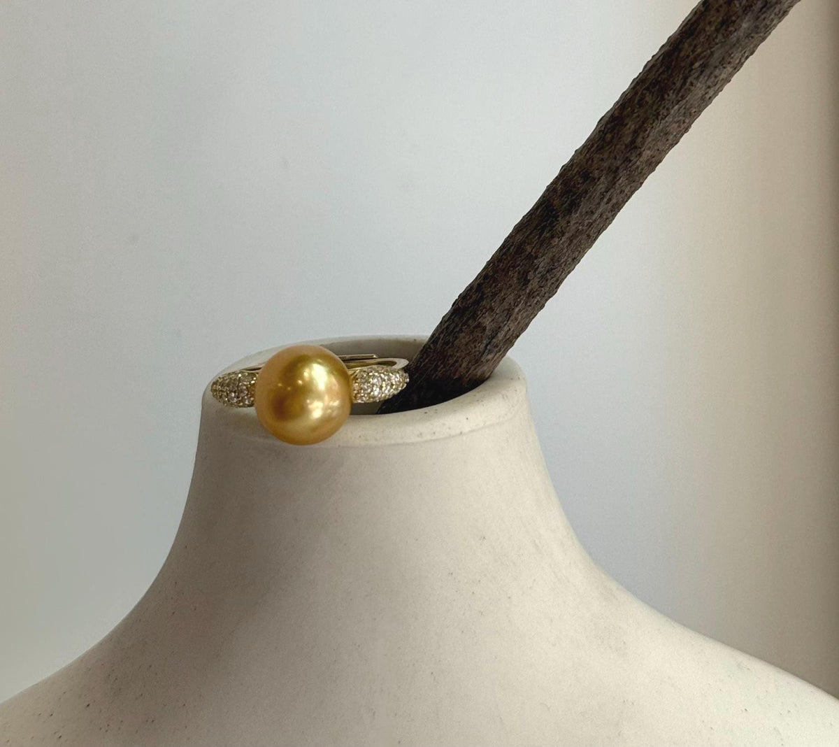 South sea deep golden ocean pearl Sterling silver daily office ring
