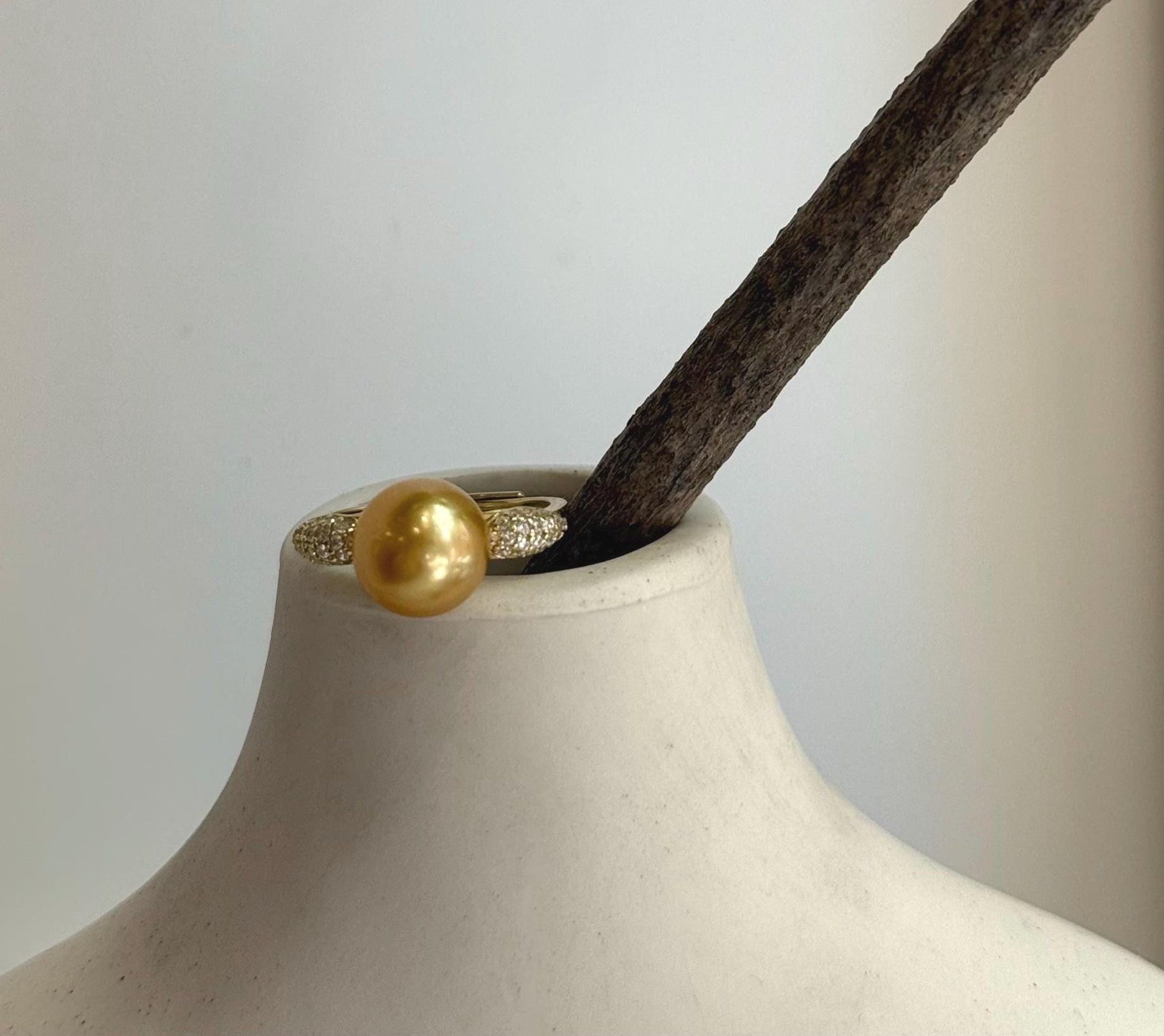 South sea deep golden ocean pearl Sterling silver daily office ring