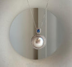 Elly’s 16.4mm white silver Ocean Round Mabe Pearl Pendant: Extreme luster, S925 Silver base pendant Set.