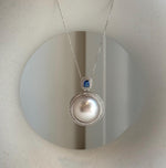 Elly’s 16.4mm white silver Ocean Round Mabe Pearl Pendant: Extreme luster, S925 Silver base pendant Set.