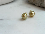 Elly’s 9.4mm Genius natural South sea Deep Tea Gold ocean Pearls Earrings studs: Extreme luster, S925 silver minimalist earrings studs.