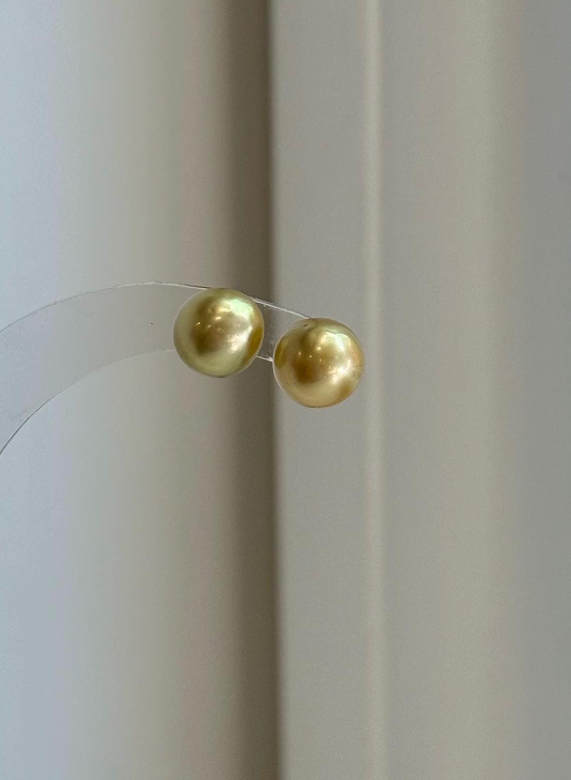Elly’s 9.4mm Genius natural South sea Deep Tea Gold ocean Pearls Earrings studs: Extreme luster, S925 silver minimalist earrings studs.