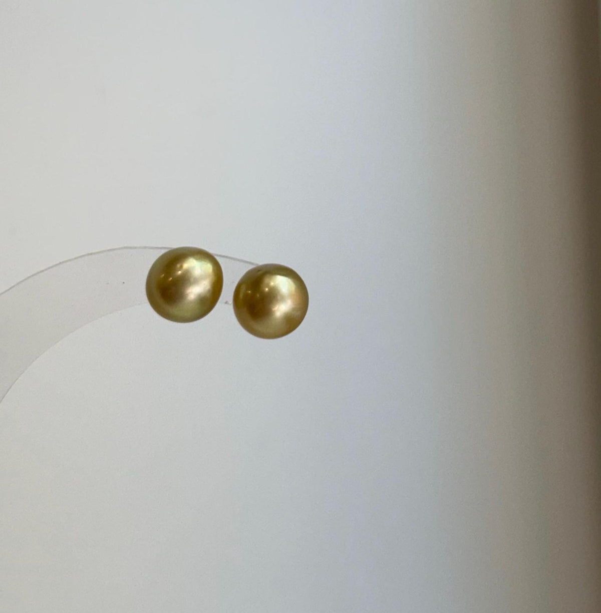 Elly’s 9.4mm Genius natural South sea Deep Tea Gold ocean Pearls Earrings studs: Extreme luster, S925 silver minimalist earrings studs.