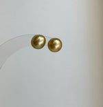 Elly’s 9.4mm Genius natural South sea Deep Tea Gold ocean Pearls Earrings studs: Extreme luster, S925 silver minimalist earrings studs.