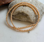 Elly’s 3.6-4mm Freshwater Peach gold Pearls Necklace: Extreme luster mirrored, To 18.3”, S925 silver necklace strand.