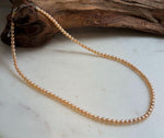 Elly’s 3.6-4mm Freshwater Peach gold Pearls Necklace: Extreme luster mirrored, To 18.3”, S925 silver necklace strand.