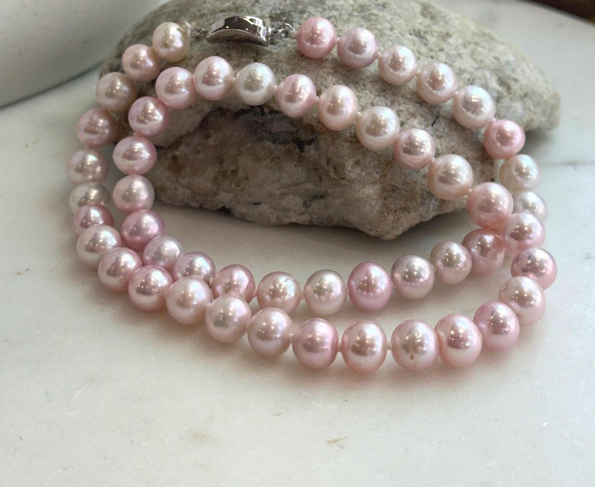 pink pearls necklace strand for her
