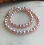 pink pearls necklace strand for her anniversary