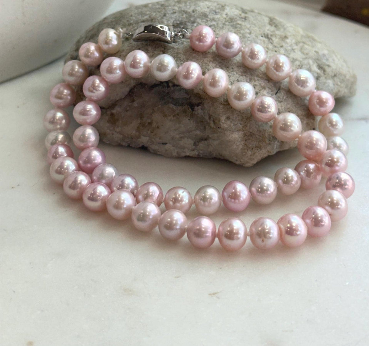 pink pearls necklace strand for her