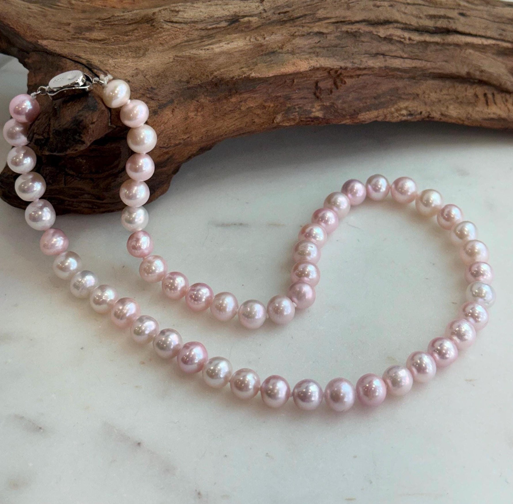pink pearls necklace strand for her