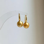 Elly’s 9.6mm Genius South sea deep golden ocean Pearls Earrings hooks: Extreme luster mirrored, 2.2cm high, S925 silver earrings.