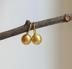 Elly’s 9.6mm Genius South sea deep golden ocean Pearls Earrings hooks: Extreme luster mirrored, 2.2cm high, S925 silver earrings.