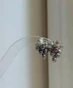 Elly’s 4.8-5.8mm Genius Freshwater purple Keshi Pearls Grape Earrings: Extreme luster mirrored, 1.4x2.2cm, S925 silver earrings.