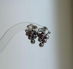 Elly’s 4.8-5.8mm Genius Freshwater purple Keshi Pearls Grape Earrings: Extreme luster mirrored, 1.4x2.2cm, S925 silver earrings.