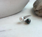 Elly’s Double Tahitian ocean Edison pearls Ring: Extreme luster mirrored, 9-9.5mm , S925 silver adjustable minimalist high quality daily price pearls Ring.