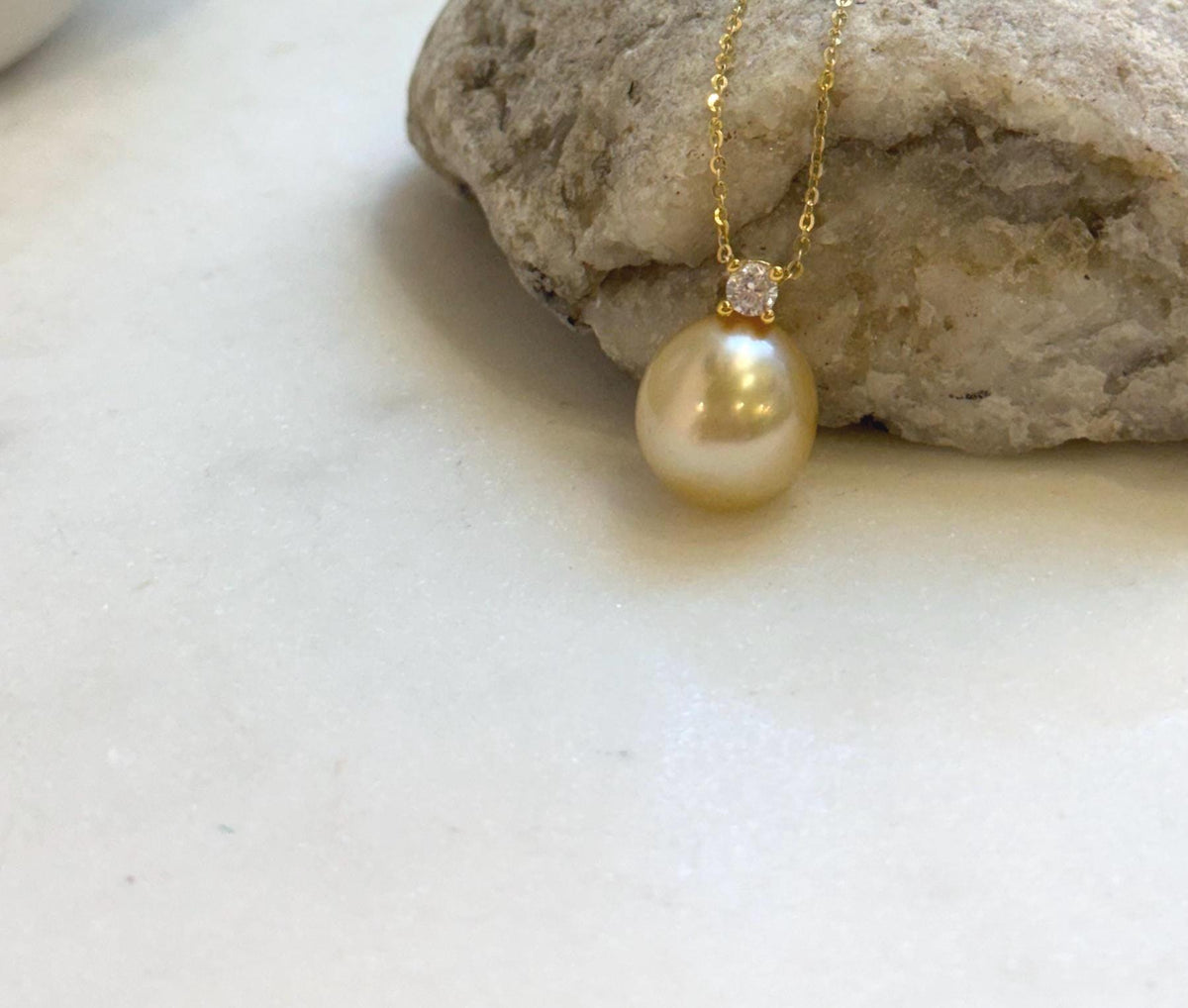 Elly’s 12.6mm Genius South sea champagne gold ocean pearl Pendant: Extreme luster mirrored, 1.8cm high, s925 silver pendant.