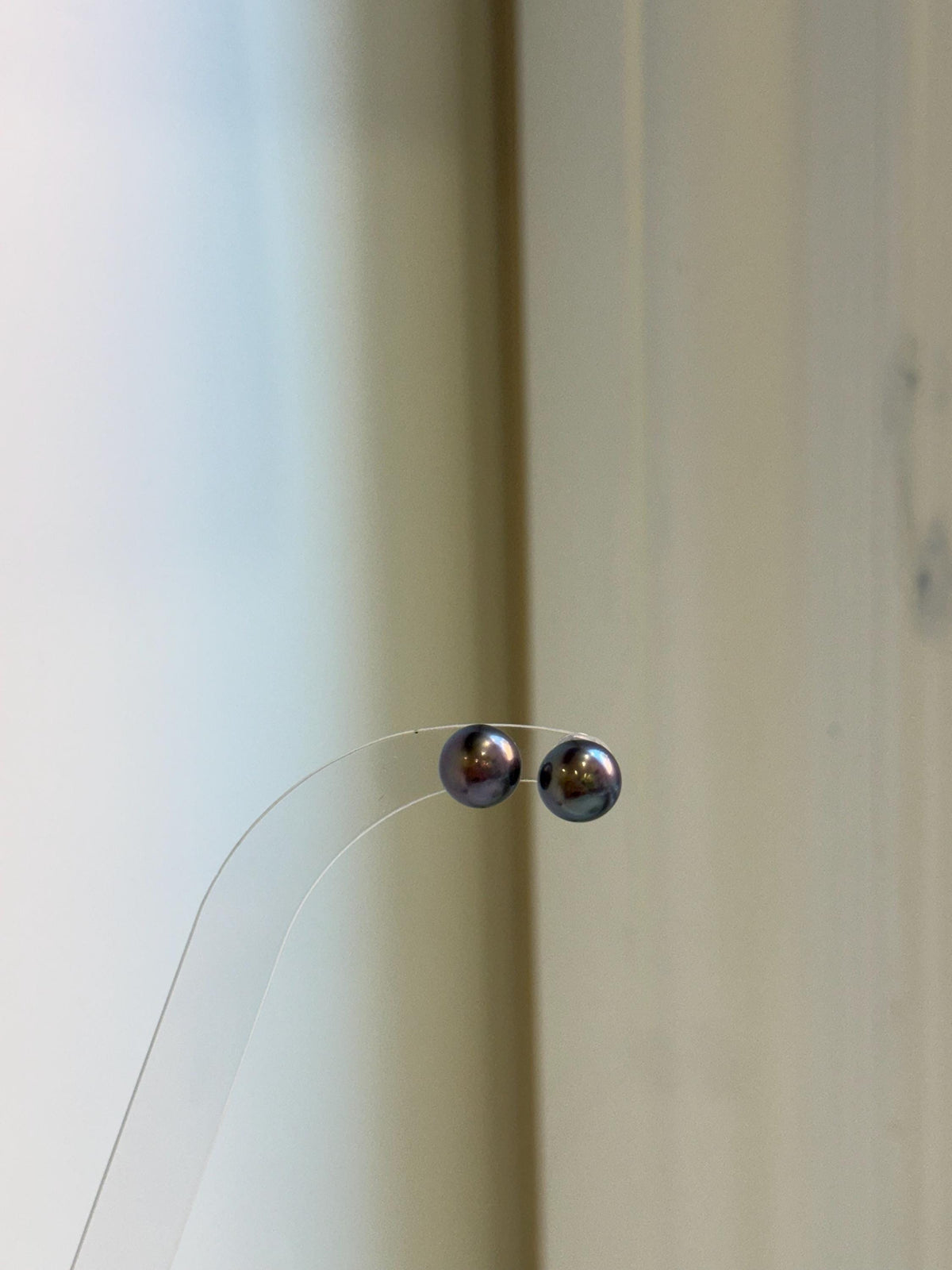 Elly’s 8.7mm Purple Plum Freshwater Pearls Earrings Studs: Extreme luster Mirrored, S925 silver minimalist earrings studs.