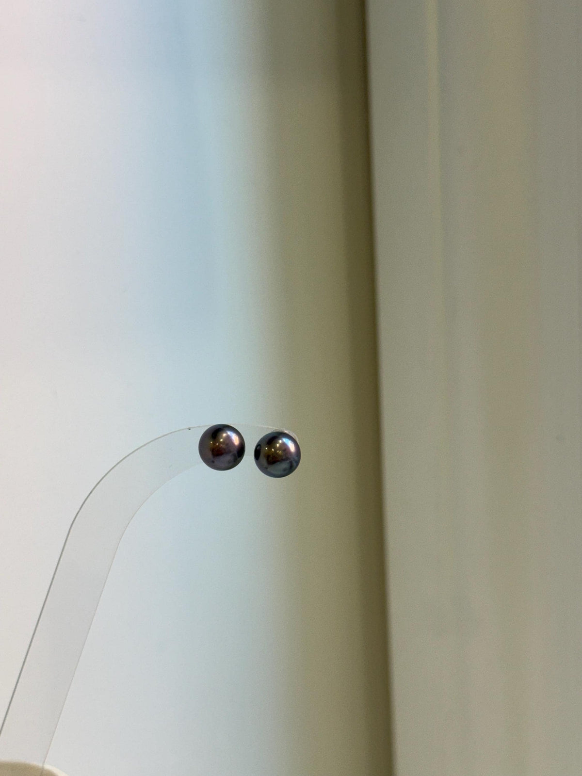 Elly’s 8.7mm Purple Plum Freshwater Pearls Earrings Studs: Extreme luster Mirrored, S925 silver minimalist earrings studs.