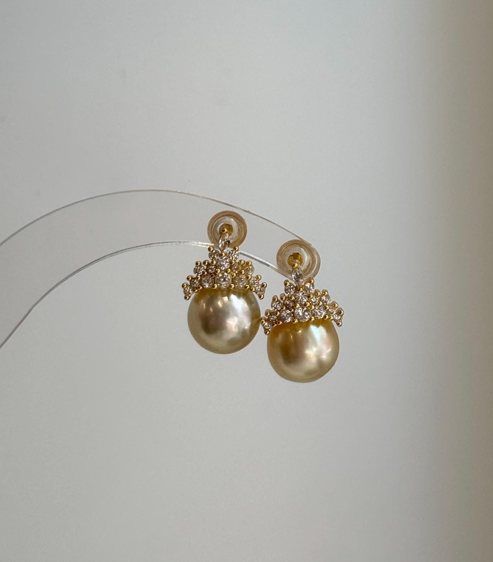 south sea champagne gold ocean pearls cool earrings for her birthday