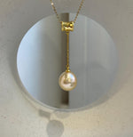 Elly’s 12.7mm Genius South sea champagne gold ocean pearl Pendant: Extreme luster mirrored, 4.7cm high, s925 silver cool pendant.