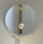 Elly’s 12.7mm Genius South sea champagne gold ocean pearl Pendant: Extreme luster mirrored, 4.7cm high, s925 silver cool pendant.